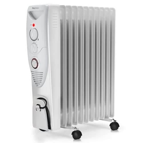 Pro Breeze 2500W Ölradiator energiesparend - Elektro Heizkörper mit 11 Rippen, integrierter Zeitschaltuhr, 3 Heizstufen, regulierbaren Thermostat und Sicherheitsabschaltfunktion