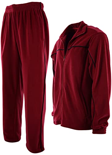 ChoiceApparel Herren-Trainingsanzug aus Velours mit Reißverschlusstaschen, 204 - Rot, Medium