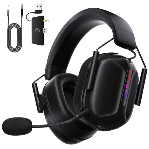 2.4GHz Wireless Headset für Xbox Series X|S, Kabellose Kopfhörer für Xbox One, PC, PS5, PS4, Switch, Removable Noise Canceling Microphone, 3D Surround-Sound, 60 Stunden Akkulaufzeit, RGB Light