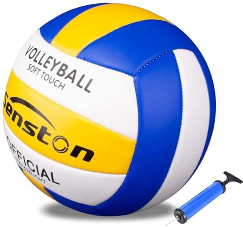 Senston Volleyball Soft Touch Offizielle Größe 5, Wasserfest Volleyball Ball mit Pumpe, Outdoor Beachvolleyball für Beach, Pool und Strand