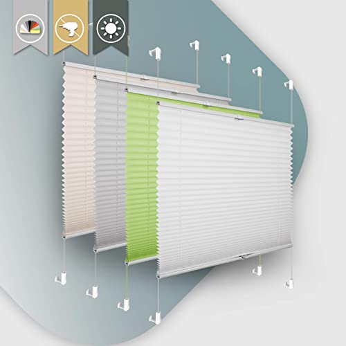Plissee Klemmfix ohne Bohren 35x100cm(BxH) Weiß Jalousie Sonnenschutz Easyfix Faltrollo Lichtdurchlässig Plissees Rollo für Fenster & Tür
