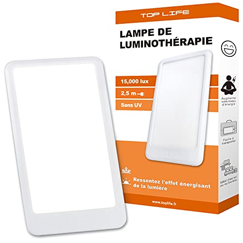 Top Life Lichttherapielampe 15.000 Lux – Leistungsstarkes Licht für besseres Wohlbefinden – Einstellbare Tageslichtlampe mit 3 Intensitäten (6000, 10000, 15000 - Vollspektrum)