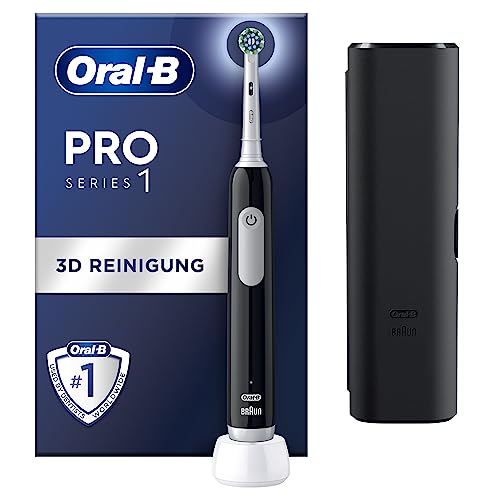 Oral-B Pro Series 1 Elektrische Zahnbürste/Electric Toothbrush,1 Aufsteckbürste, 3 Putzmodi und Drucksensor für Zahnpflege, Reiseetui, Designed by Braun, black