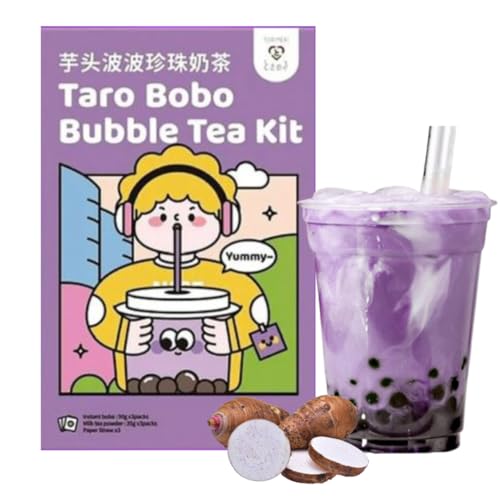 Tokimeki Bubble Tea Kit 255g | Einfach zu Hause zubereiten | Heiß oder kalt genießen perfekt zum Entspannen (Taro)