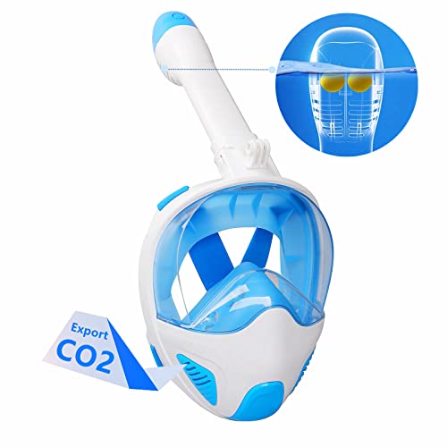 Tauchmaske Schnorchelmaske Vollmaske CO2 Sicher Müheloses Atmen 180° Sichtfeld Anti-Fog Anti-Leck, Neue Vollmaske Taucherbrille Tauchermaske mit Action Kamerahalterung für Erwachsene und Kinder