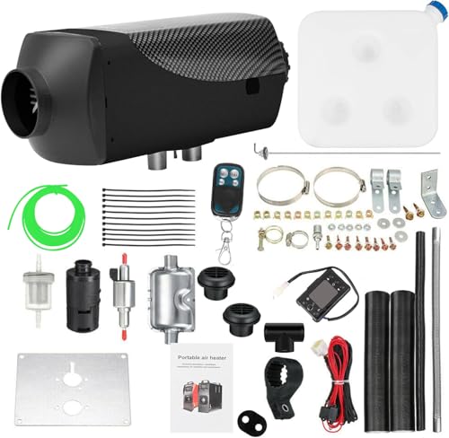 PRIJESSE 8KW Diesel Lufterhitzer, 12V Standhezung Diesel, Luft Dieselheizung, Air Diesel Heizung mit Schalldämpfer&LCD Schalter, Standheizung für Auto RV Boote LKW Wohnmobil Bus (Type2 Schwarz)