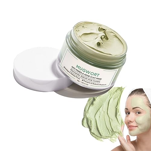 Green Tea Clay Mask, Blackhead Remover Poreless Cleansing Gesichtsmaske Grüner Tee Deep Cleanse Maske, Spa Gesichtsmasken zur Tiefenreinigung, Entgiftung und Reduzierung von Akne und Mitesser, 55g