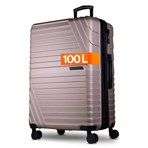 Cocoono Hartschalenkoffer XL Groß – 95L - 104L Volumen – 8 Rollen 360° drehbar – Leichter ABS Koffer mit TSA Schloss & Teleskopgestänge – Reisekoffer, Koffer Groß, Koffer, Trolley (Champagner, XL)