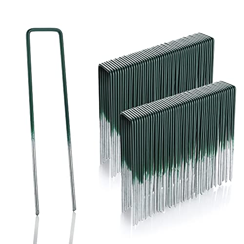 GardenMate 100 Kunstrasen-Erdanker Halb-Grün Feuerverzinkt aus Stahldraht 150mm lang - 25mm breit aus Stahldraht Stärke 2,9mm - Flacher Kopf
