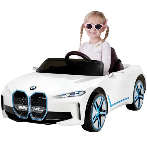 Actionbikes Motors Kinder Elektroauto BMW i4 | 2.4 Ghz Fernbedienung - 6 Volt 7 AH Batterie - 1x 25 Watt Motor - Bluetooth - Elektro Auto für Kinder ab 3 Jahre (BMW i4 Weiß)