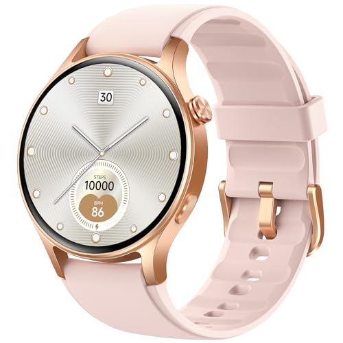 Smartwatch Damen Rund mit Telefonfunktion,1.32' AMOLED Always-On-Display Uhr Damen,110+ Sportmodi Watch mit SpO2 Pulsuhr Schlafmonitor,AI-Sprachassistent,IP68 wasserdicht Fitnessuhr für iOS Android