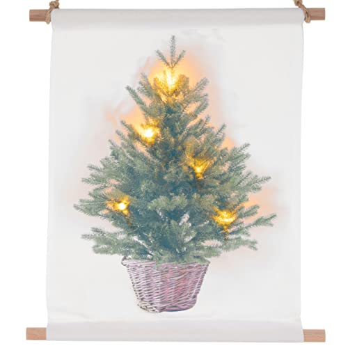 Nexos Trading Wandbehang Weihnachten Weihnachtsbaum Christbaum 30 x 45 cm 5 LED Weihnachtsdekoration Wandbild LED Bild Dekoration XMAS