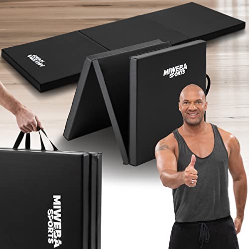 Miweba Sports Gymnastikmatte GM100 - Klappbare Weichbodenmatte - 180x60x5cm - Rutschfeste Sportmatte - Fitnessmatte - Turnmatte - Trainingsmatte - Bodenmatte - Spielmatte - Yogamatte (Schwarz)