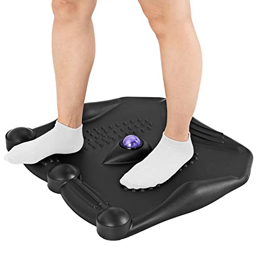 COSTWAY Anti-Ermüdungsmatte, Stehmatte mit Massagepunkten & 360° rollendem Massageball, rutschfeste Stehpultmatte, Komfort-Fußmatte für Küche, Familie, Arbeit, Schwarz