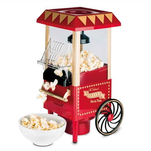 Korona 41100 Popcorn Maschine | Leistungsstarke 1200 Watt | Selbstgemachtes Popcorn für den Kinoabend Zuhause | Fettfreie Zubereitung | Retro-Design