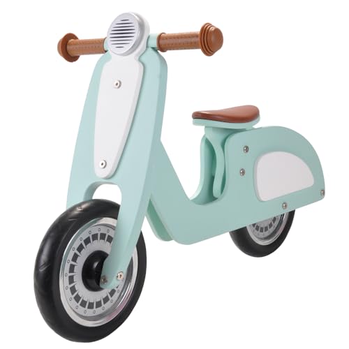 Bandits & Angels Italian Rider Laufrad Holz Mint ab 2 Jahren – Für Jungen und Mädchen – Holzlaufrad Mint – Aufsitz-Retro-Roller – Zweirad – Geräuscharme Räder – Verstellbarer Sattel