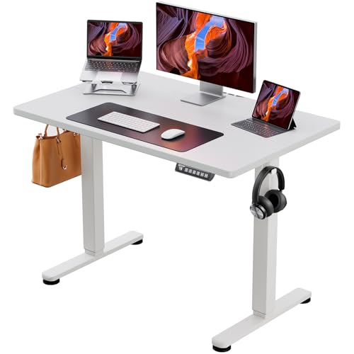 ErGear Elektrisch Höhenverstellbarer Schreibtisch 100 x 60 cm, Schreibtisch Höhenverstellbar mit 4-Gedächtnis-Smart-Pult für Home-Office mit Verbindungsplatte