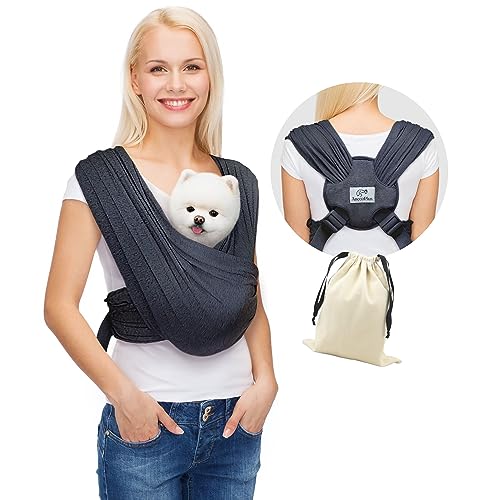 AnccoPlus Hundetragetasche, vorne gerichtet, freihändige Katzentragetasche, größenverstellbar, reduziert Rückenschmerzen, Premium-Baumwolle, sicher und weich (Regular, Anthrazitschwarz)
