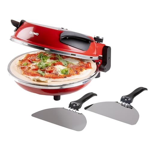 DOMO DO9284PZ Pizzaofen 'My Express Pizza' - Backzeit 3–5 Minuten - Mit Keramikstein - 1200 W - Rot