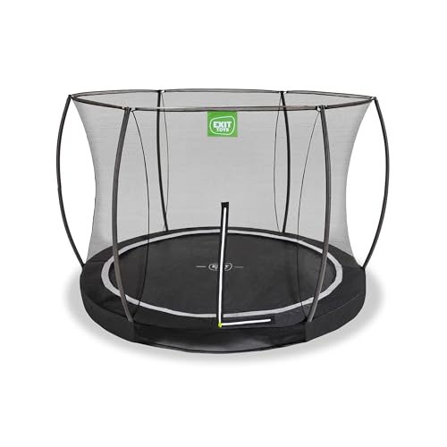 EXIT Toys Black Edition Rundes Inground Trampolin - Fußschutzsystem - Sicherheitsnetz mit Reißverschluss - Modernes Design - Rostfrei - Einbau-Trampolin für Kinder - ø305cm - Schwarz