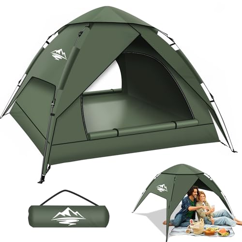 Camping Zelt, Automatisches 2-3 Personen Doppellagiges Camping Zelt Pop Up, Wasserdicht & Winddicht Campingzelt DREI Schicht Kuppelzelt, Große 3 Jahreszeiten Zelt für Trekking, Familien