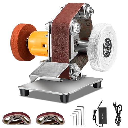 Mini Bandschleifer, 7 Einstellbare Geschwindigkeiten Elektrischer Messerschärfer, Bandschleifer Stationaer für Metall Holz DIY Handwerk, Werkzeug & Messerschärfen