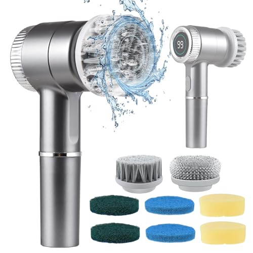 FumyFumy Elektrische Reinigungsbürste Haushalt, Reinigungsbürste Elektrisch mit 8 Auswechselbaren Reinigungsköpfen, Putzbürste Elektrisch, Electric Spin Scrubber Cleaning Brush