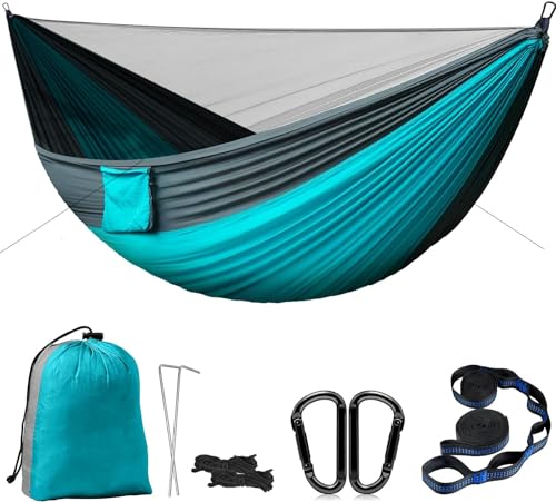 PHYSEN Hängematte Outdoor mit Moskitonetz Hängematte Camping, 300kg Traglast Doppelhängematte, 290x140cm Ultralight Hammock Reisehängematte für 2 Personen, für Garten Survival Wander Strände