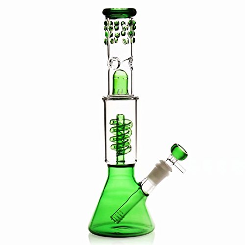 Glasbong, Bong Pipe Wasserbongs für Räucherbong, 14,5 mm Höhe 32 cm 520 g Recycling-Tornado Filter Glas Wasserbong Shisahs Oil Rig Bongs Senden Reinigungsbürste (1)