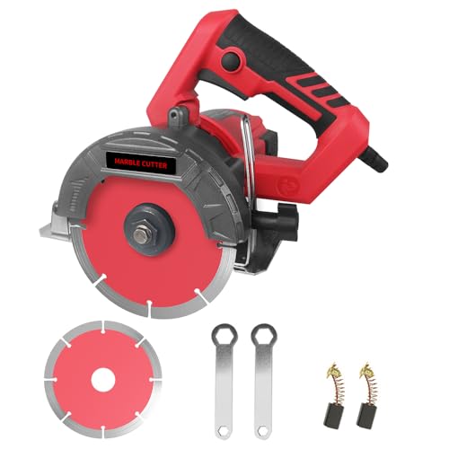 Hancaner Trocken Steintrennsäge 1400Watt Fliesensäge, incl.Ø110 mm Hochfeste-Trennscheibe, 12800U/min & 0-45 Grad Fasenschnitt, von Marmor, Fliese, Keramik, Holz, PVC