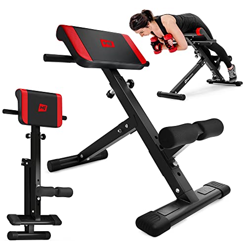 Hop-Sport Hyperextensions Bauch- & Rückentrainer, Klappbarer Bauchmuskeltrainer für Zuhause, Verstellbare Fitnessgeräte für Effektives Krafttraining, 120 kg Max. Belastbarkeit