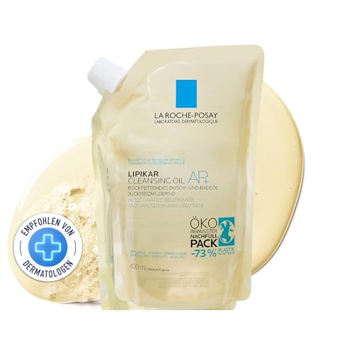 La Roche Posay Lipikar AP+ Dusch- und Badeöl für juckende, trockene oder zu Neurodermitis neigende Haut, hydratisierend mit Aqua Posae Filiformis, Niacinamid und Sheabutter, Nachfüllpack, 400 ml