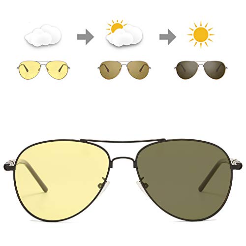 SODQW Polarisierte Nachtsichtbrille Sonnenbrille Photochromatisch Herren Sports Nacht Vision Blendschutz Brille für UV400 Schutz Metallrahmen Leicht