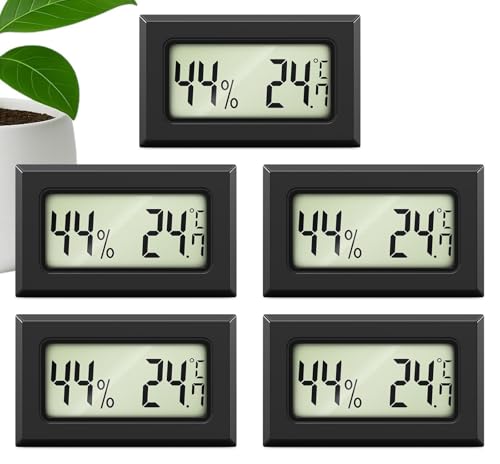 MAVORI® 5 x Thermo Hygrometer mini digital - 2 in 1 Temperatur und Luftfeuchtigkeitsmesser - Mini Thermometer und Hydrometer Feuchtigkeit digital - präzise Messwerte - inkl. Batterien