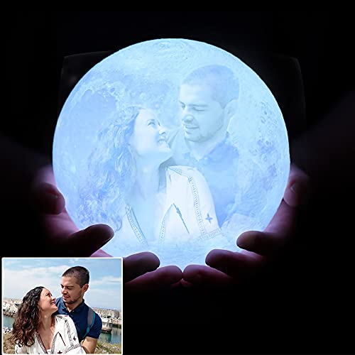 Mond Foto 3D personalisiert (Foto, Text, Muster) Durchmesser 12 cm zimmer deko 16 Farben Einzigartiges Geschenk