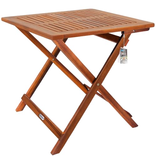 Casaria® Gartentisch Balkontisch Wetterfest Klappbar Holz 70x70cm 80kg Belastbarkeit Balkon Garten Terrasse Tisch Klapptisch Pflanztisch Akazie Braun