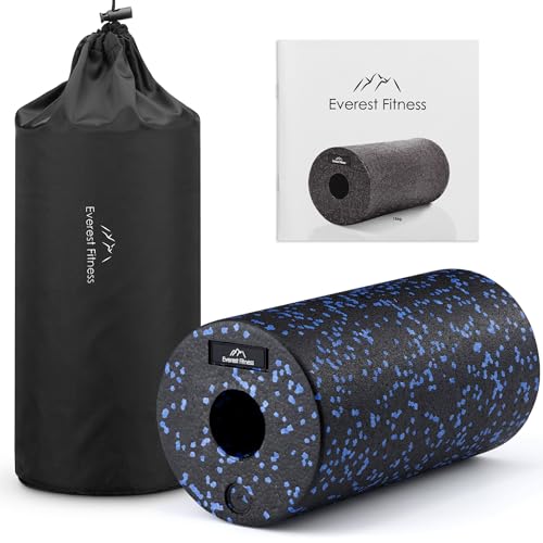 EVEREST FITNESS Faszienrolle Wirbelsäule 30 cm mittel-hart in schwarz/blau inkl. Booklet - Professionelle Faszien Rolle für Rücken - Foam Roller - Massagerolle - Fitness Rolle - Yoga Massageroller