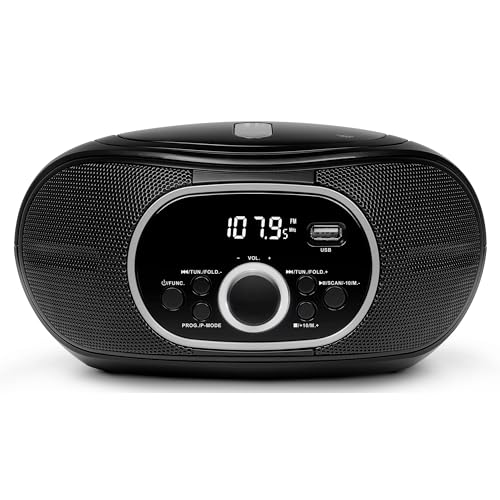 MEDION tragbare Boombox E65711, CD/MP3 Player, UKW FM, AUX, Batteriebetrieb, schwarz