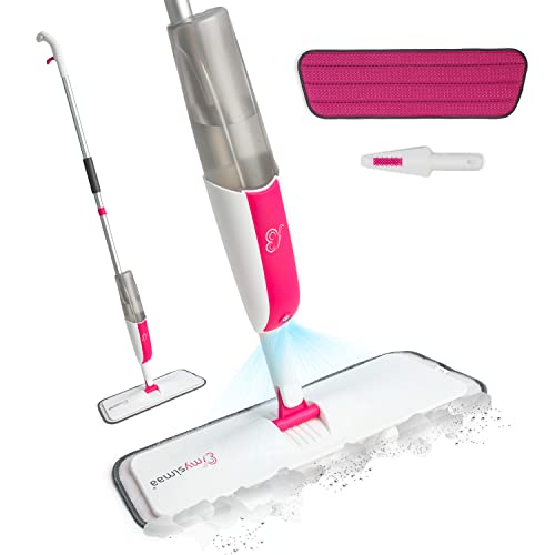 MySimaa Wischmopp Bodenwischer mit Waschbaren Pads, 2-in-1-Bodenwischer mit Sprühfunktion, Microfaser-Bodenwischer mit 360° Rotations Wischer, 400ml Sprühwischer, Trocken- & Nasswischer Spray Mop