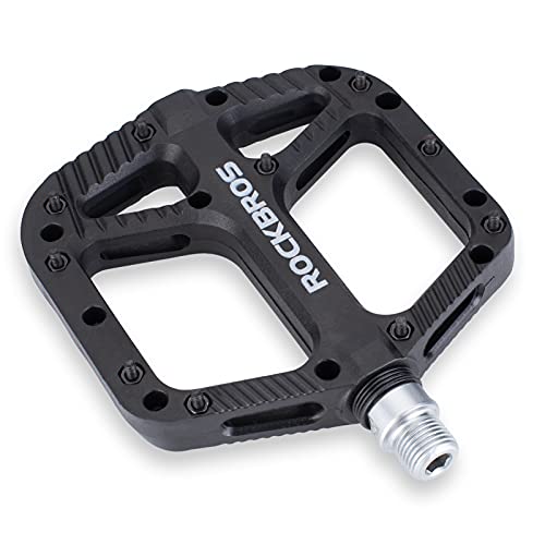 ROCKBROS Fahrradpedale Nylon 9/16 Zoll, Flat Pedale mit Rutschfester Plattform, 20 Pins & Cr-Mo-Stahlachse, Kompatibel mit MTB, Rennrad, Gravel und Trekkingbike