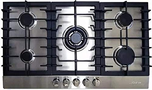 Kaiser Gaskochfeld 90cm/Edelstahl Gas Kochfeld Autark/Gasherd/Kochfeld/Gaskochfeld Einbau/5 Hochwertige Brenner/4,5 kW WOK Brenner/Gas-kochstelle/Gaskocher/Kochmulde/Erdgas und Propangas möglich