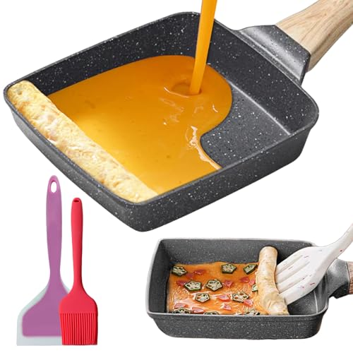 SPORWAY Antihaft Omlettenpfanne, Tamagoyaki Omelette Pfanne Rechteckig Japanische Pfanne, Antihaft Retangle Bratpfanne Geeignet für alle Herdarten, Backofen und Spülmaschinenfest - 18 x 15 cm