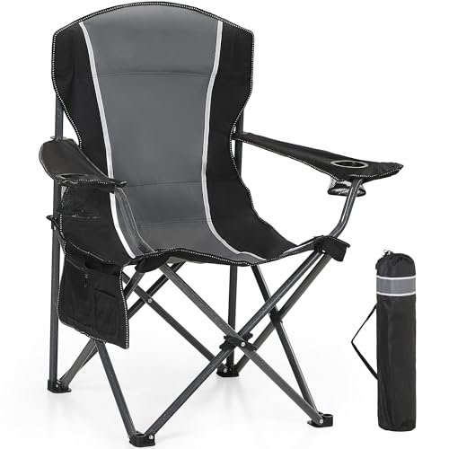 HIGH POINT SPORTS Campingstuhl Faltbar 2er Set bis 102kg Campingsessel Klappstuhl mit Getränkehaltern Faltstuhl Camping Angelstuhl Klappbar mit Armlehnen Outdoorstuhl Schwarz