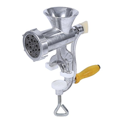 Aluminium-Fleischwolf Größe 5, manuelle Fleischmühle mit Tischklemme, Fleischwolf für die Herstellung von Wurst, Fleischfüllung, silberfarben