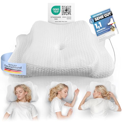 Birkental Orthopädisches Kissen Set - [TESTSIEGER] höhenverstellbares Kopfkissen als Nackenstützkissen - Memory Foam - ergonomisches Schlafkissen - als Seiten Rücken und Bauchschläferkissen