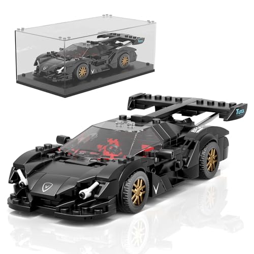 Mould King 27061 Technik Speed Champion Auto Bausteine Ei Rennwagen Klemmbausteine Sportwagen Bauspielzeug mit Acryl Vitrine Modellautos zum Sammeln (325 Teile)