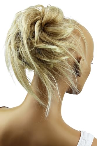 CAISHA Jumbo Haarteil Haargummi Dutt Flora Hochsteckfrisuren Brautfrisuren Natürlich Gewellt Unordentlich DM17cm Blond Mix G11F