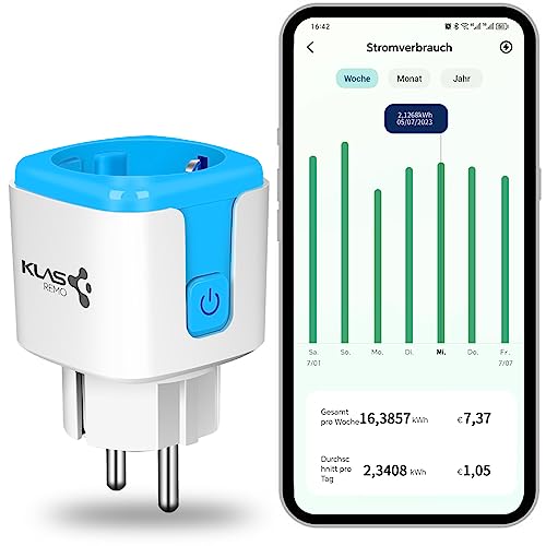 Smart WLAN Steckdose mit Strommessung funktioniert mit Alexa, Google Home, VeSync APP Stromzähler Zubehör für Generator& Balkonkraftwerk Steckdose Überwachung den Energiekosten 16A 2,4GHz (1 Stück)