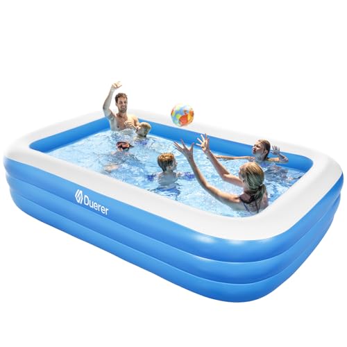 Duerer Aufblasbarer Pool Rechteckig, 241cm x 142cm x 56cm, Planschbecken groß für Kinder und Erwachsene Sommer Party, Aufblasbare Schwimmbecken, Familien Swimming Pool für Garten, Outdoor, Easy Set