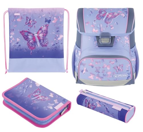 Herlitz Schulranzen Loop Plus Butterfly Paradise, befüllt, 1 Stück